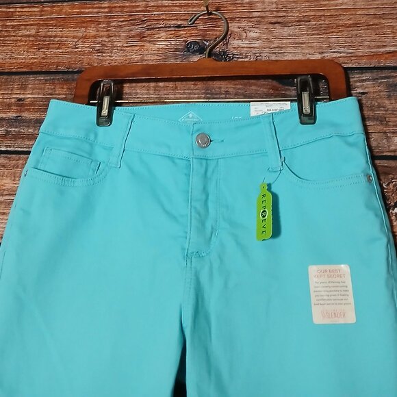 NWT St Johns Bay Capri Jeans 10P Aqua Sail Mid Rise Stretch - Picture 4 of 10